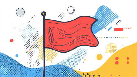yoga milestone flag line art style stretching