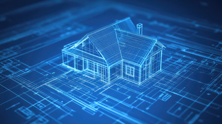 medicl zooming into a house blueprint in a medical hud style