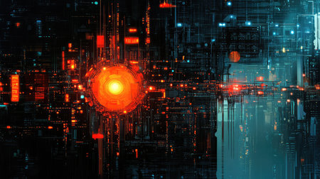 logic digital art style of a blinking logic gate