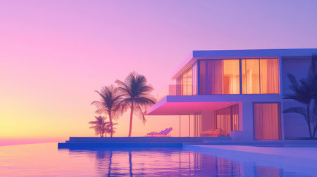 bechfront smoothly rendered animation of a beachfront villa