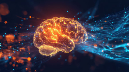 scan clean infographic showing glowing effect on brainwave scan
