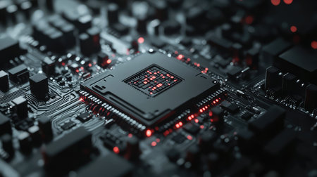 technology cinematic style blinking ai chip