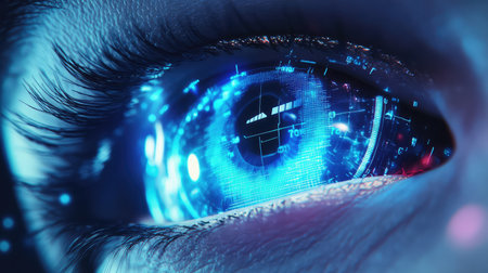 technology holographic style futuristic eye scan