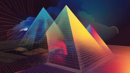 expsion line art style of an expanding prism