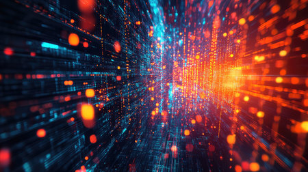 simulation 3d rendering style of transforming data cluster