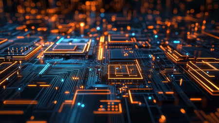 led illuminating circuit board in a wireframe design