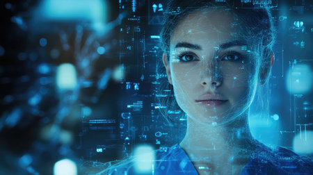 digitl abstract depiction of a nurse avatar in a medical setting