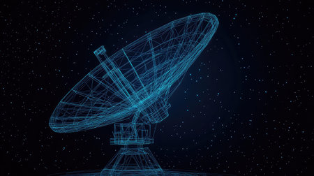 model wireframe style satellite dish with beaming technology