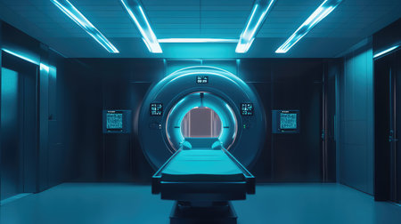 medicl stylized animated depiction of a medical mri machine hud