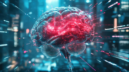 augmentation cyberpunk style digital brain transformation