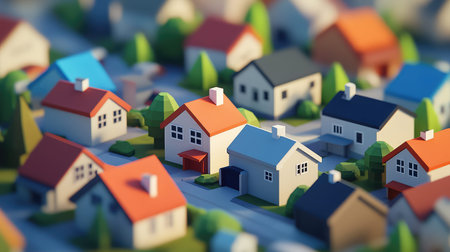 visualization low poly style rotating real estate market data
