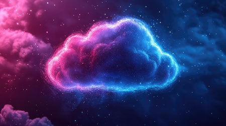 virtualization glowing oscillation in cloud computing style