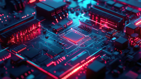 geometric low poly style transforming electronic board