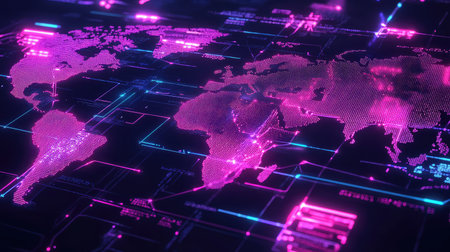 design neon style animated supply chain map
