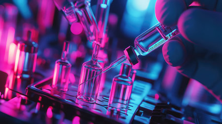 vibrant neon glow style vaccine vial assembly