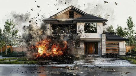 orgnic exploded view of a suburban house with organic texture
