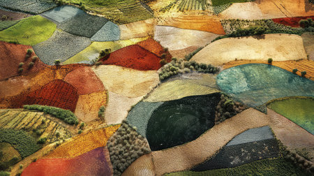 vegetation cross section of rural land plot with organic texture