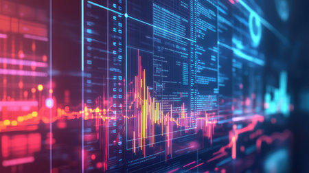 visuliztion integrating data analytics chart in a high tech style