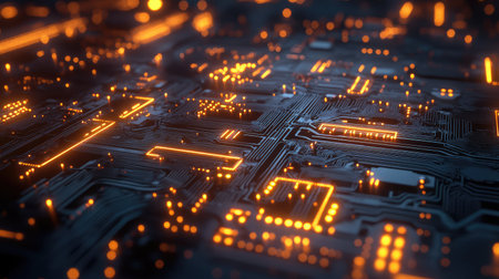 light illuminating radiant circuitry in a 3d render style