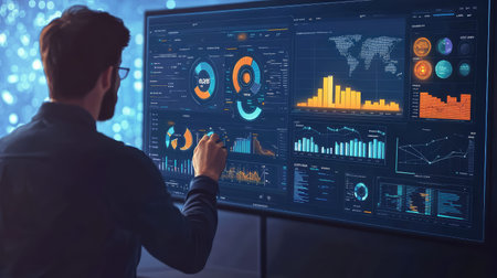 digitl creating a crm dashboard in a digital art style