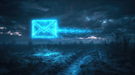 ethereal surreal style glowing email icon