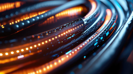 visualization 3d rendered style of streaming network cable