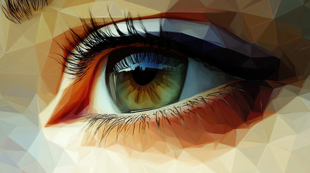 3d low poly style stretching eye