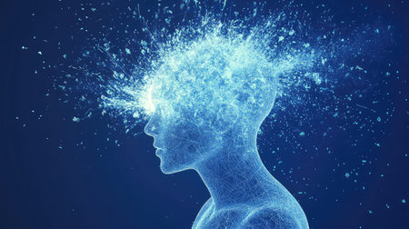 design exploded view of mental health icon blueprint