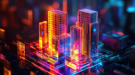 modern deconstructing holographic real estate agency logo