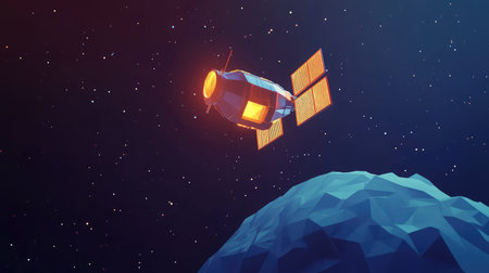 modeling low poly style illuminating satellite