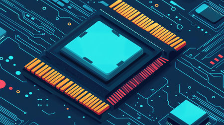 technology flat style expanding ram chip