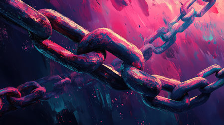 futuristic digital art style of an expanding chain