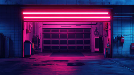 eterior cyberpunk style x ray of the garage exterior