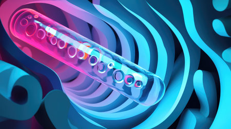 science futuristic examination of test tube in paper cutout style