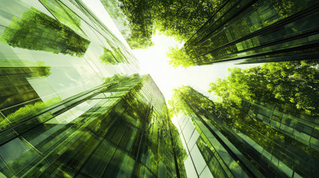eco focusing on a highly detailed green building style