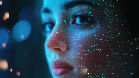 effects cinematic style facial recognition scan dissolve
