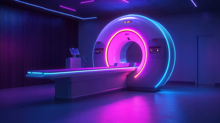 imgg ai rendered ct scanner in a neon glow style