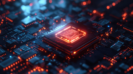 technology cinematic portrayal of a flickering processor socket