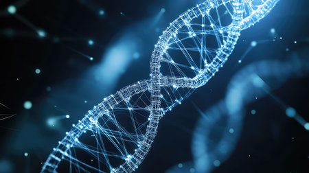 biotech futuristic wireframe style dna helix x ray