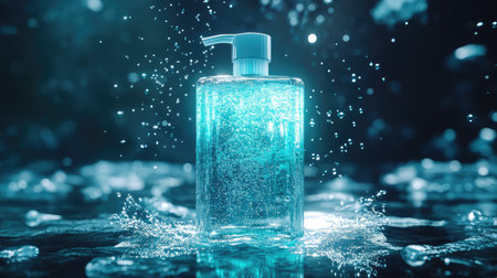 technology futuristic analysis of an organic hand sanitizer bottleの写真素材