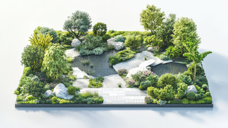grden minimal abstract visualization of a garden design plan