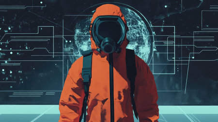 visul infographic of a stylized protective suit animation