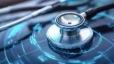 visualization medical hud style cross section of a stethoscope