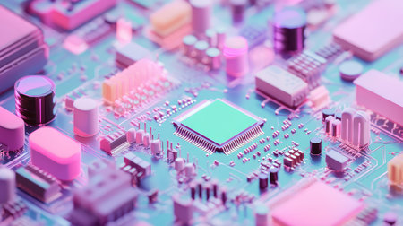 firmware microcontroller layering in pastel style