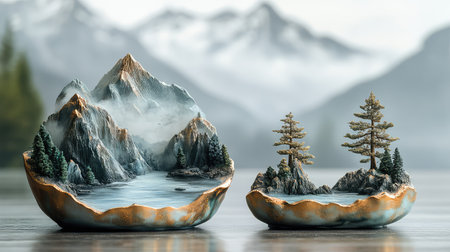 Miniature landscape diorama creating a tiny fantasy worldの写真素材