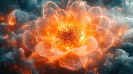 Cosmic lotus flower blooming energy in nebulaの写真素材