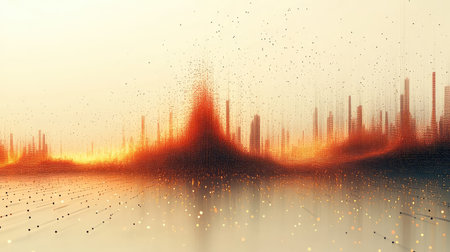 Abstract digital visualization of soaring data particles