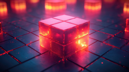 Digital data cubes forming a blockchain grid networkの写真素材