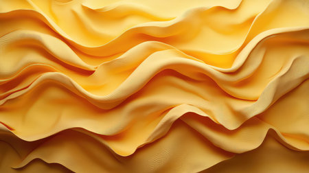 Yellow flowing silk fabric creating soft wavy textures