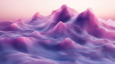 Abstract wireframe mountains forming a digital landscape conceptの写真素材